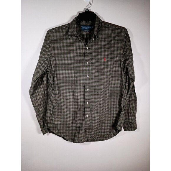 Ralph Lauren Green Plaid Long Sleeve Button Down Collared Dress Shirt Size  L - Picture 1 of 6